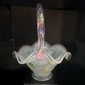 Very Rare Fenton Tulip Iridescent Glass Basket